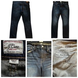 J. Crew 250 Stretch Slim Fit Tapered Leg Dark Zipper Fly Blue Mens Sz 36/32